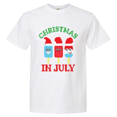 Christmas In July Shirts Ice Pops Santa Funny Garment-Dyed Heavyweight T-Shirt