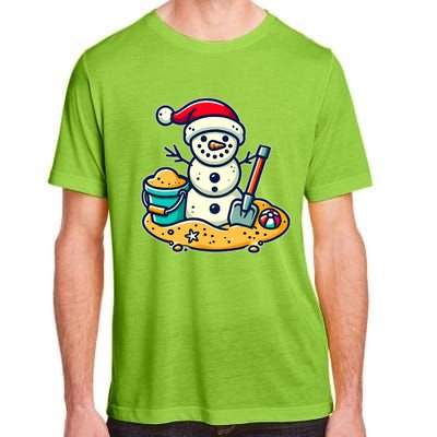 Christmas In July Sand Snowman Santa Hat Shovel Xmas Beach Adult ChromaSoft Performance T-Shirt