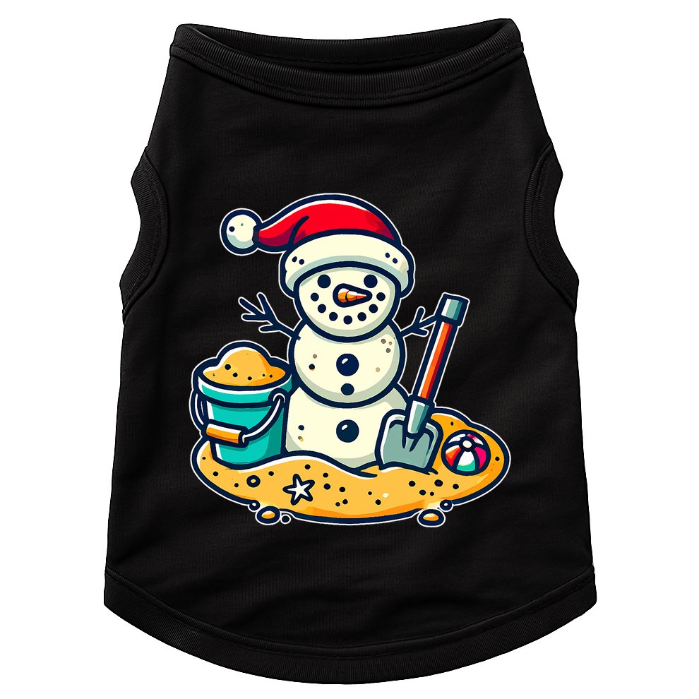 Christmas In July Sand Snowman Santa Hat Shovel Xmas Beach Doggie Tank