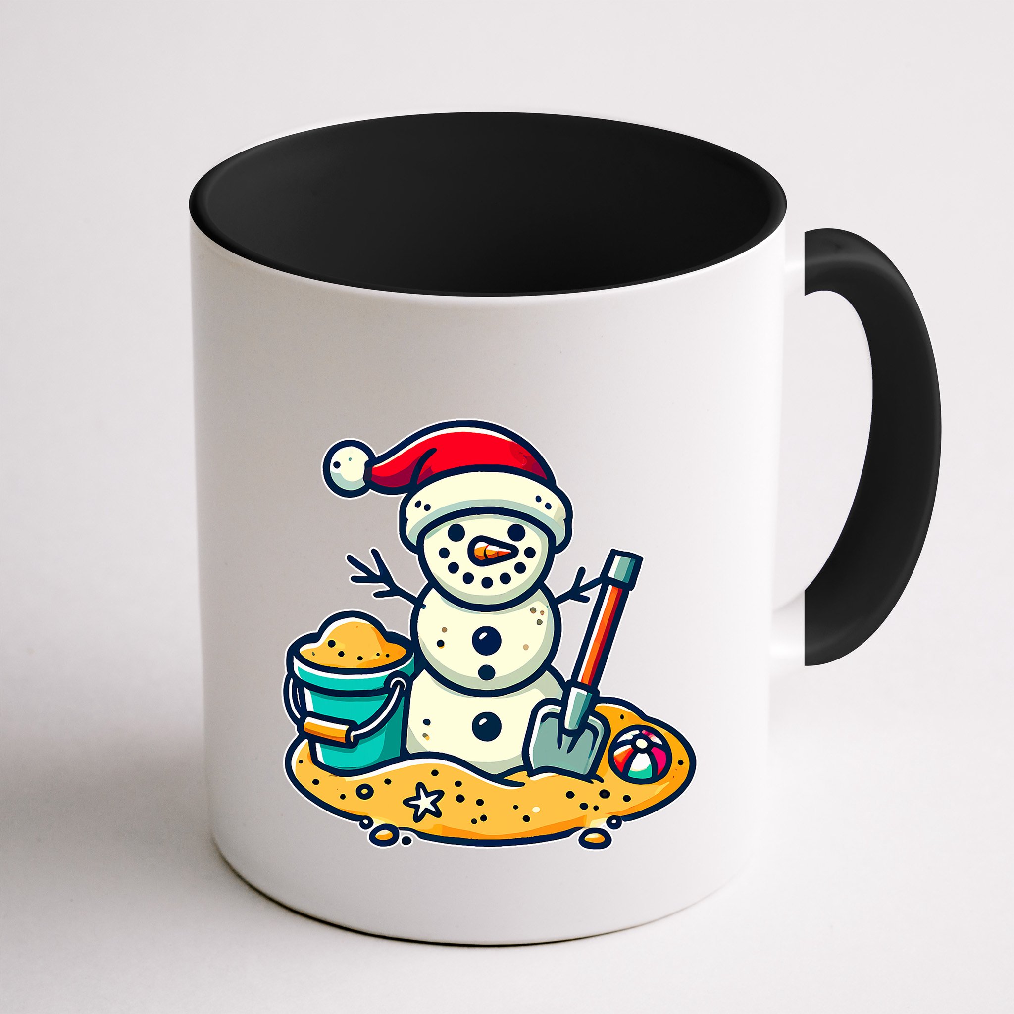 Christmas In July Sand Snowman Santa Hat Shovel Xmas Beach Mug