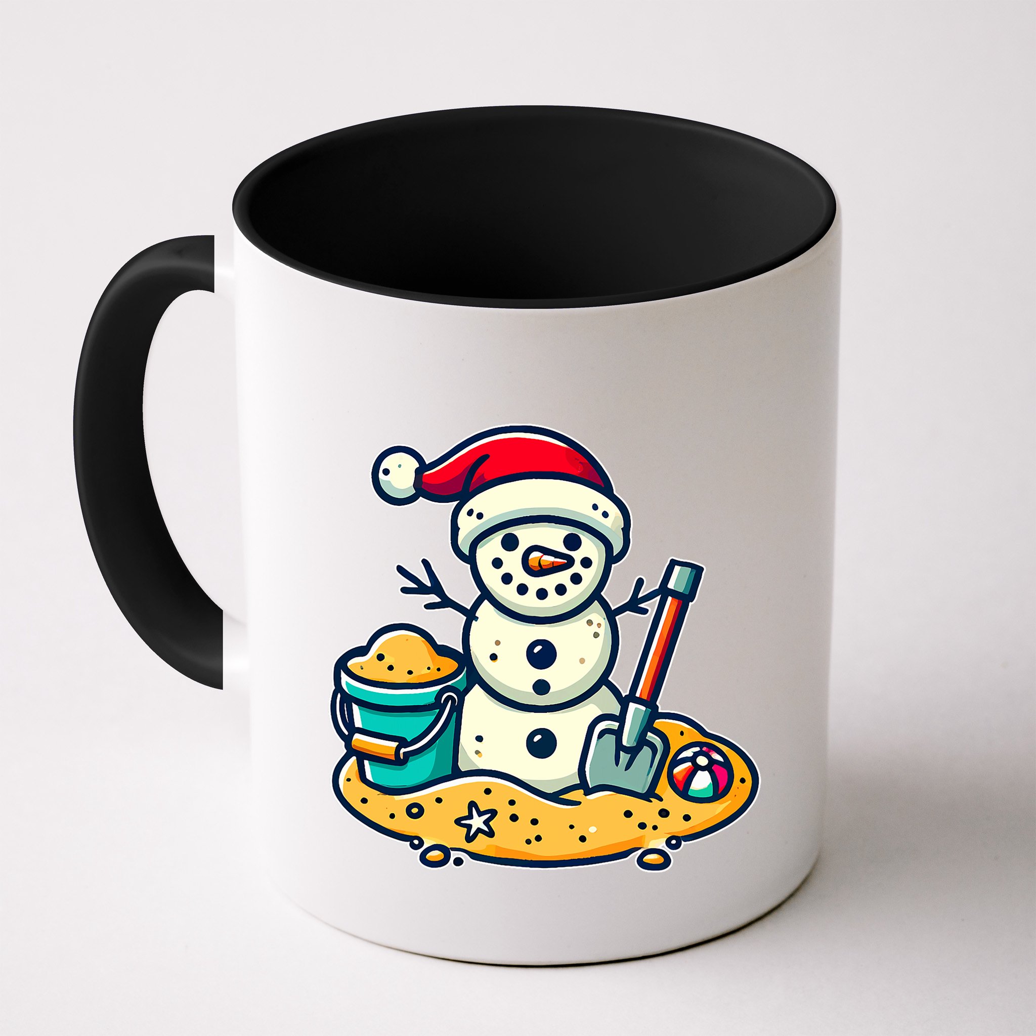 Christmas In July Sand Snowman Santa Hat Shovel Xmas Beach Mug