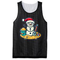 Christmas In July Sand Snowman Santa Hat Shovel Xmas Beach Mesh Reversible Basketball Jersey Tank