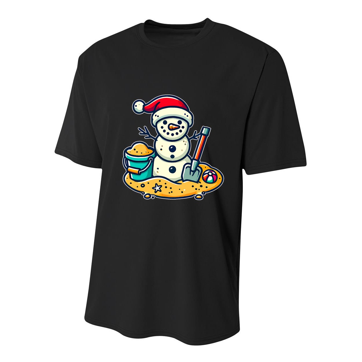 Christmas In July Sand Snowman Santa Hat Shovel Xmas Beach Youth Performance Sprint T-Shirt