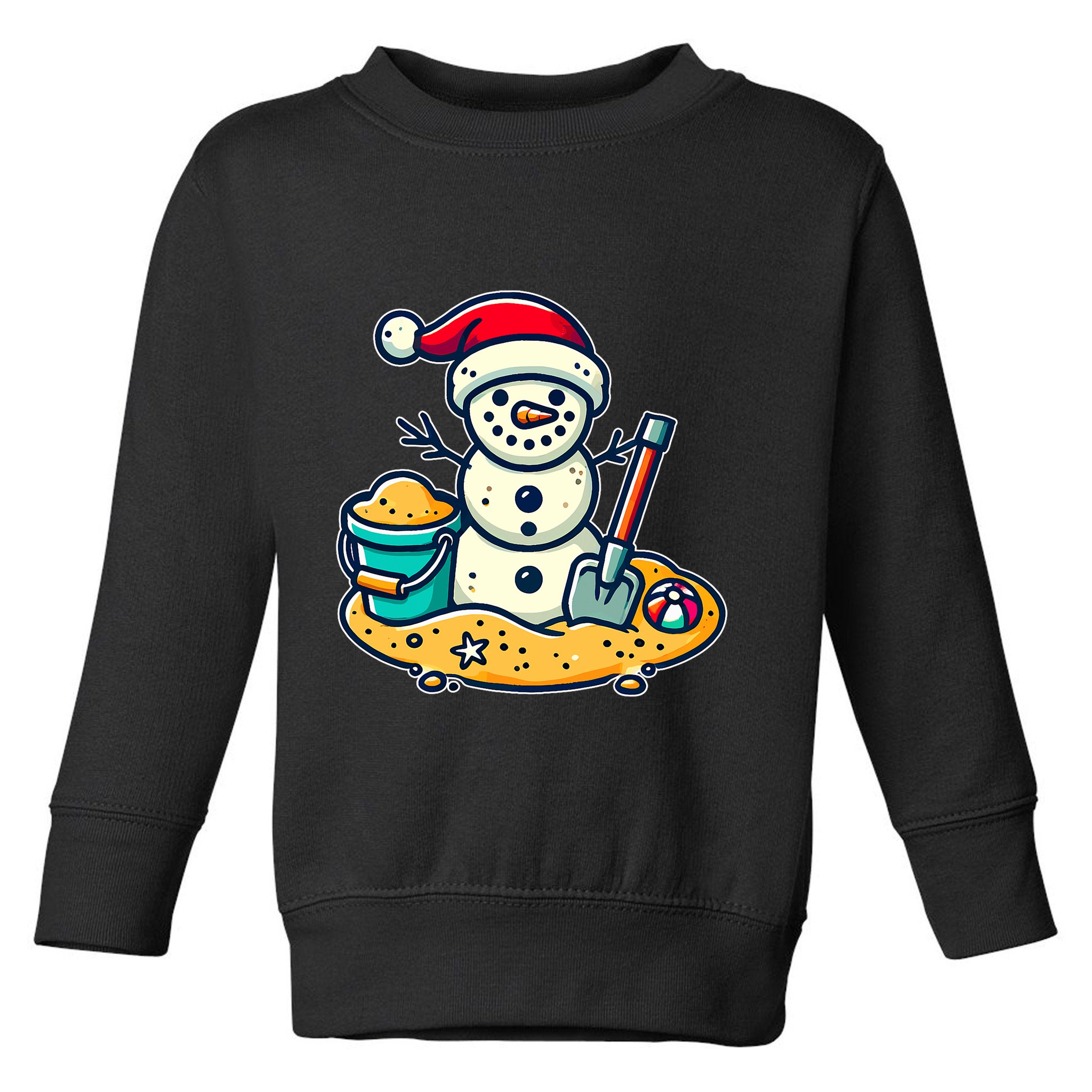 Christmas In July Sand Snowman Santa Hat Shovel Xmas Beach Toddler Sweatshirt