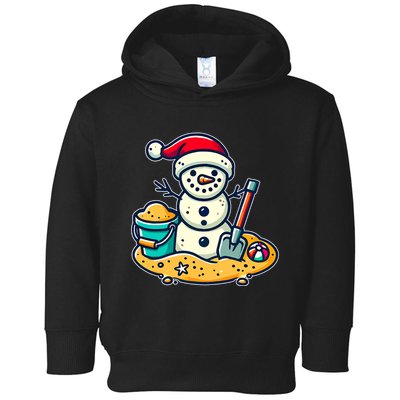 Christmas In July Sand Snowman Santa Hat Shovel Xmas Beach Toddler Hoodie