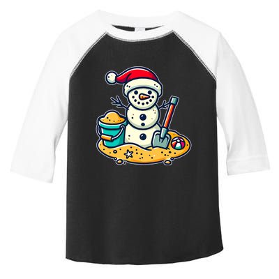 Christmas In July Sand Snowman Santa Hat Shovel Xmas Beach Toddler Fine Jersey T-Shirt