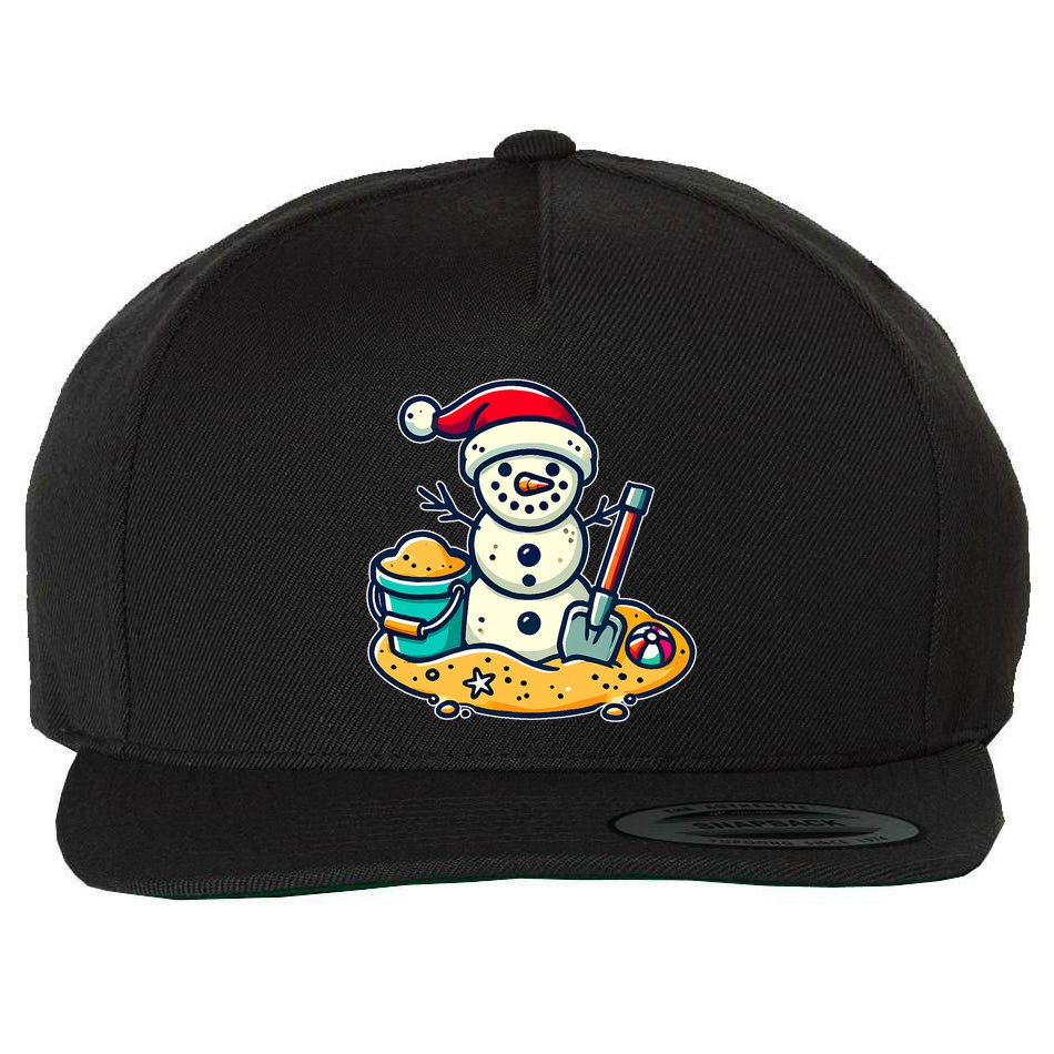 Christmas In July Sand Snowman Santa Hat Shovel Xmas Beach Wool Snapback Cap