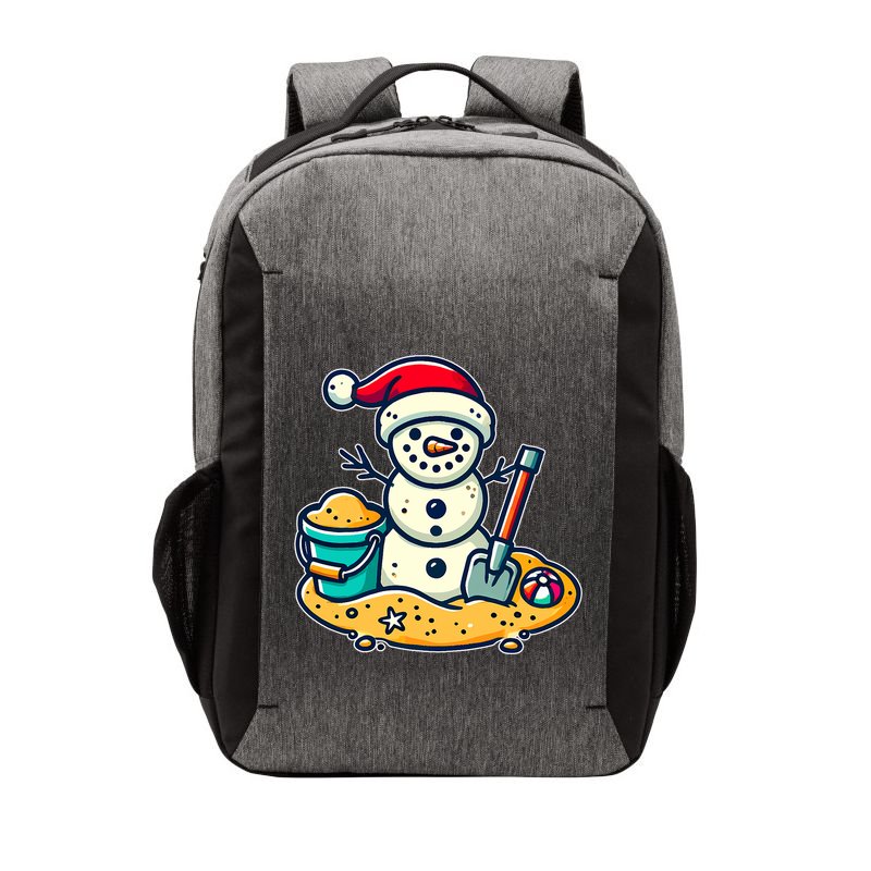 Christmas In July Sand Snowman Santa Hat Shovel Xmas Beach Vector Backpack