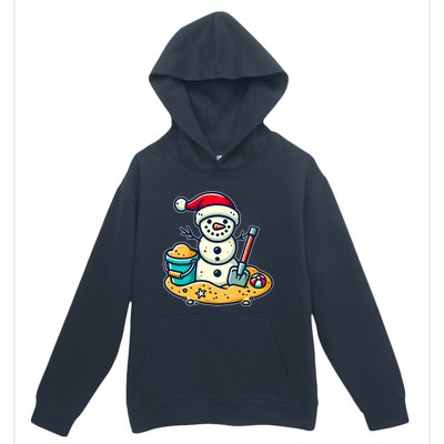 Christmas In July Sand Snowman Santa Hat Shovel Xmas Beach Urban Pullover Hoodie