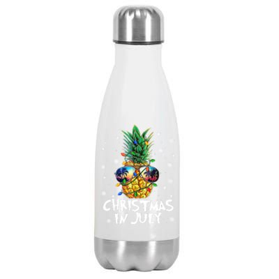 Christmas In July Pineapple Wear Summer Glasses Summer Funny Stainless Steel Insulated Water Bottle