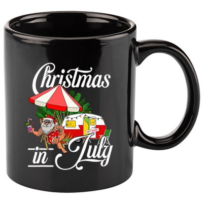 Christmas In July Santa Camping Vacation Camper 11oz C Handle Ceramic Mug