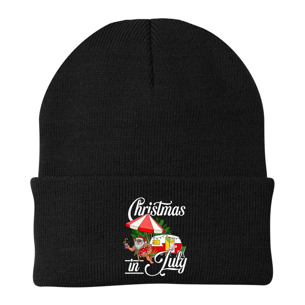 Christmas In July Santa Camping Vacation Camper Beanie