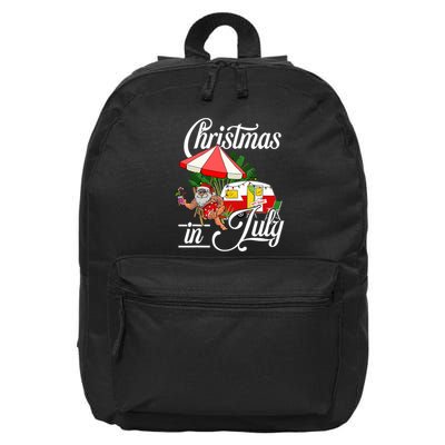 Christmas In July Santa Camping Vacation Camper 16 in Basic Backpack