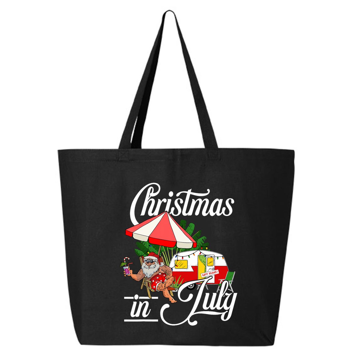 Christmas In July Santa Camping Vacation Camper 25L Jumbo Tote