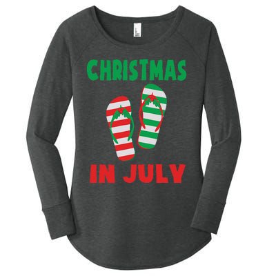 Christmas In July Flip Flop Xmas In July Decorations Party Women's Perfect Tri Tunic Long Sleeve Shirt