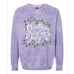 Christmas In July Lights Funny Summer Xmas Colorblast Crewneck Sweatshirt