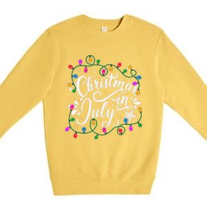 Christmas In July Lights Funny Summer Xmas Premium Crewneck Sweatshirt