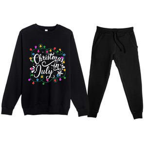 Christmas In July Lights Funny Summer Xmas Premium Crewneck Sweatsuit Set