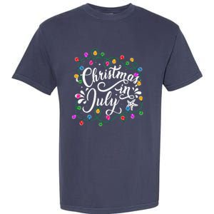 Christmas In July Lights Funny Summer Xmas Garment-Dyed Heavyweight T-Shirt