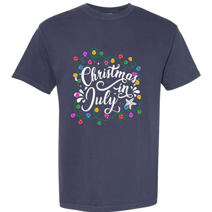 Christmas In July Lights Funny Summer Xmas Garment-Dyed Heavyweight T-Shirt