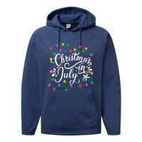 Christmas In July Lights Funny Summer Xmas Performance Fleece Hoodie