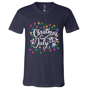 Christmas In July Lights Funny Summer Xmas V-Neck T-Shirt