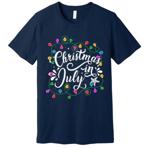 Christmas In July Lights Funny Summer Xmas Premium T-Shirt