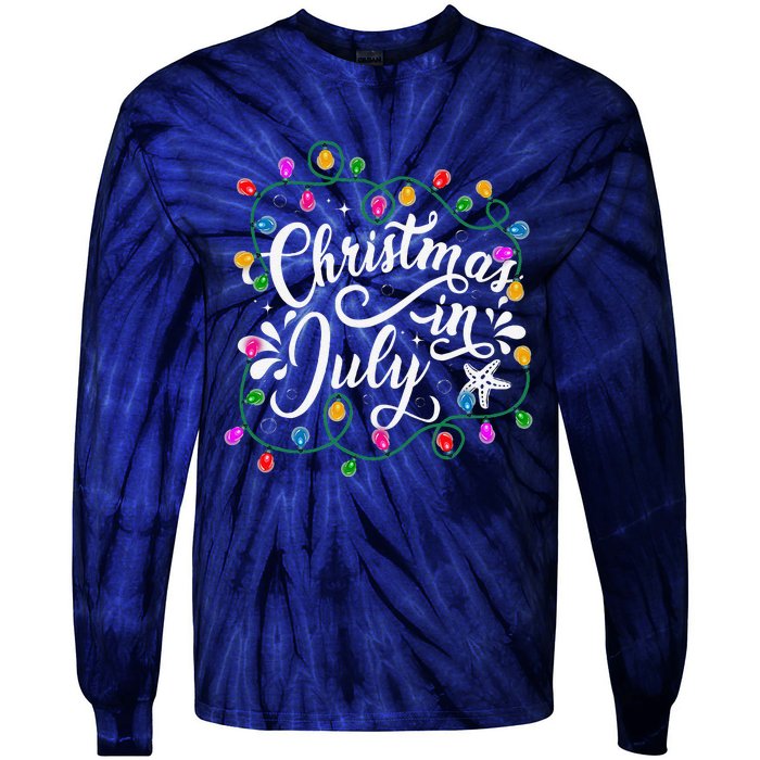 Christmas In July Lights Funny Summer Xmas Tie-Dye Long Sleeve Shirt