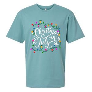 Christmas In July Lights Funny Summer Xmas Sueded Cloud Jersey T-Shirt