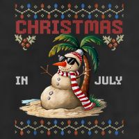 Christmas In July Santa Clause Snowman Beach Vacation 7 Panel Mesh Trucker Snapback Hat