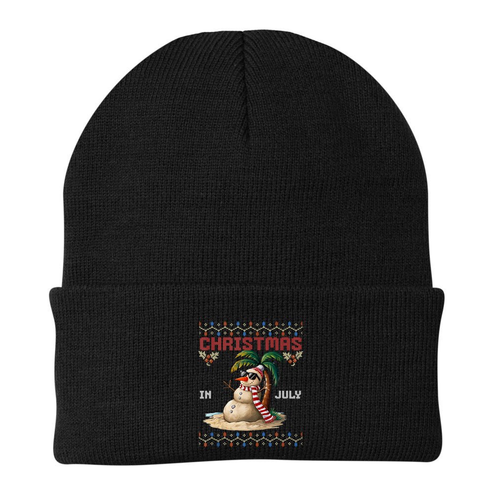 Christmas In July Santa Clause Snowman Beach Vacation Beanie