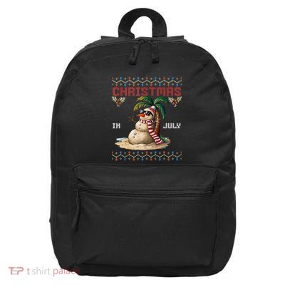 Christmas In July Santa Clause Snowman Beach Vacation 16 in Basic Backpack