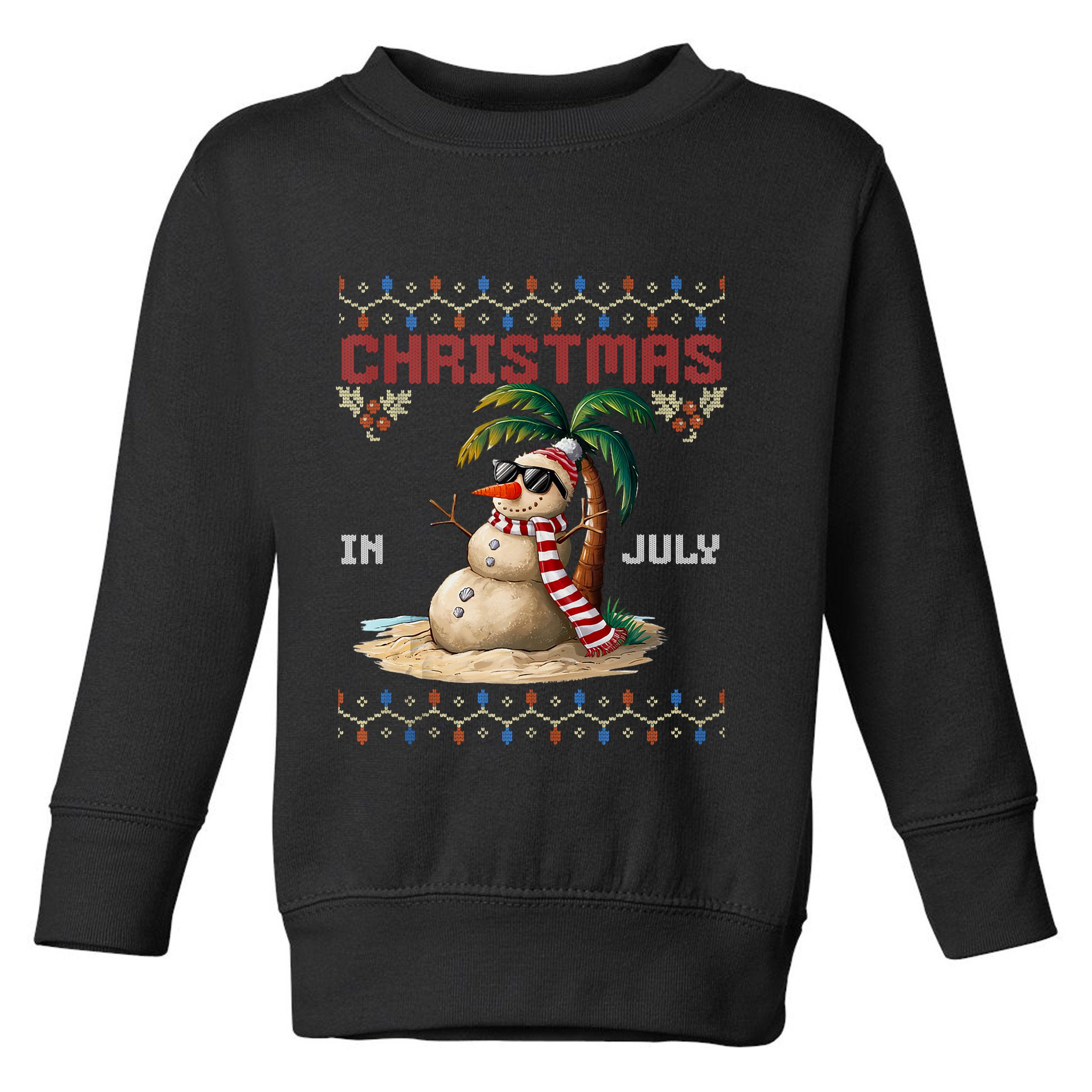 Christmas In July Santa Clause Snowman Beach Vacation Toddler Sweatshirt