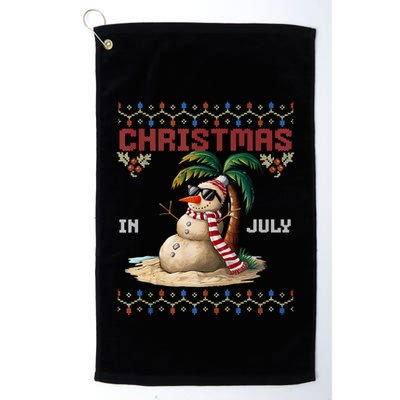 Christmas In July Santa Clause Snowman Beach Vacation Golf Towel