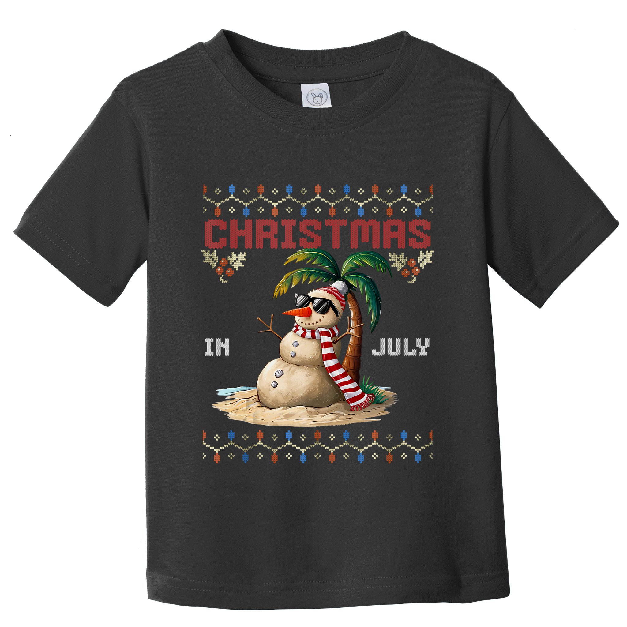 Christmas In July Santa Clause Snowman Beach Vacation Toddler T-Shirt