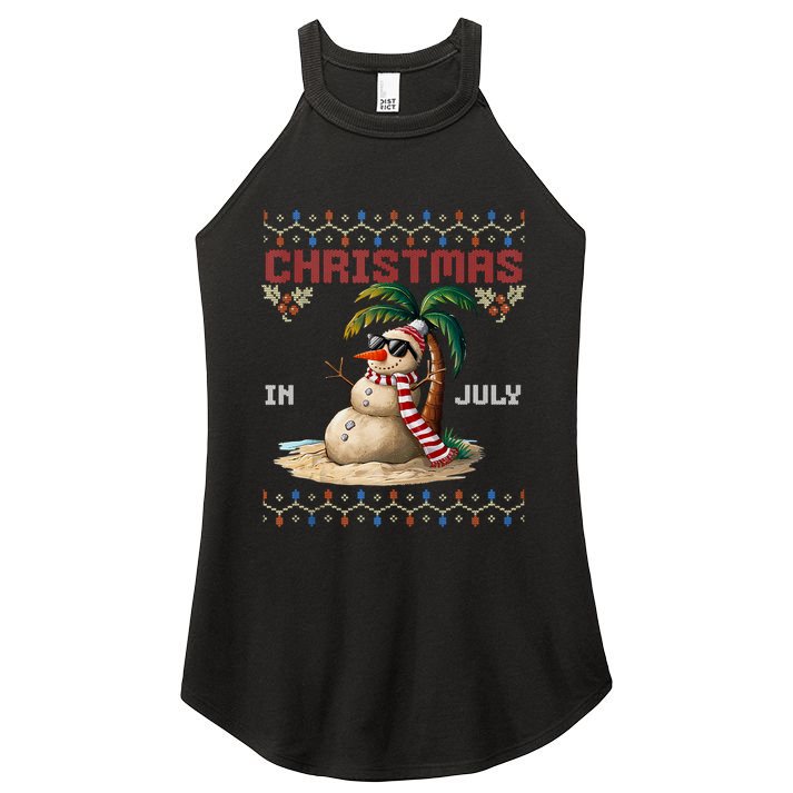 Christmas In July Santa Clause Snowman Beach Vacation Women's Perfect Tri Rocker Tank