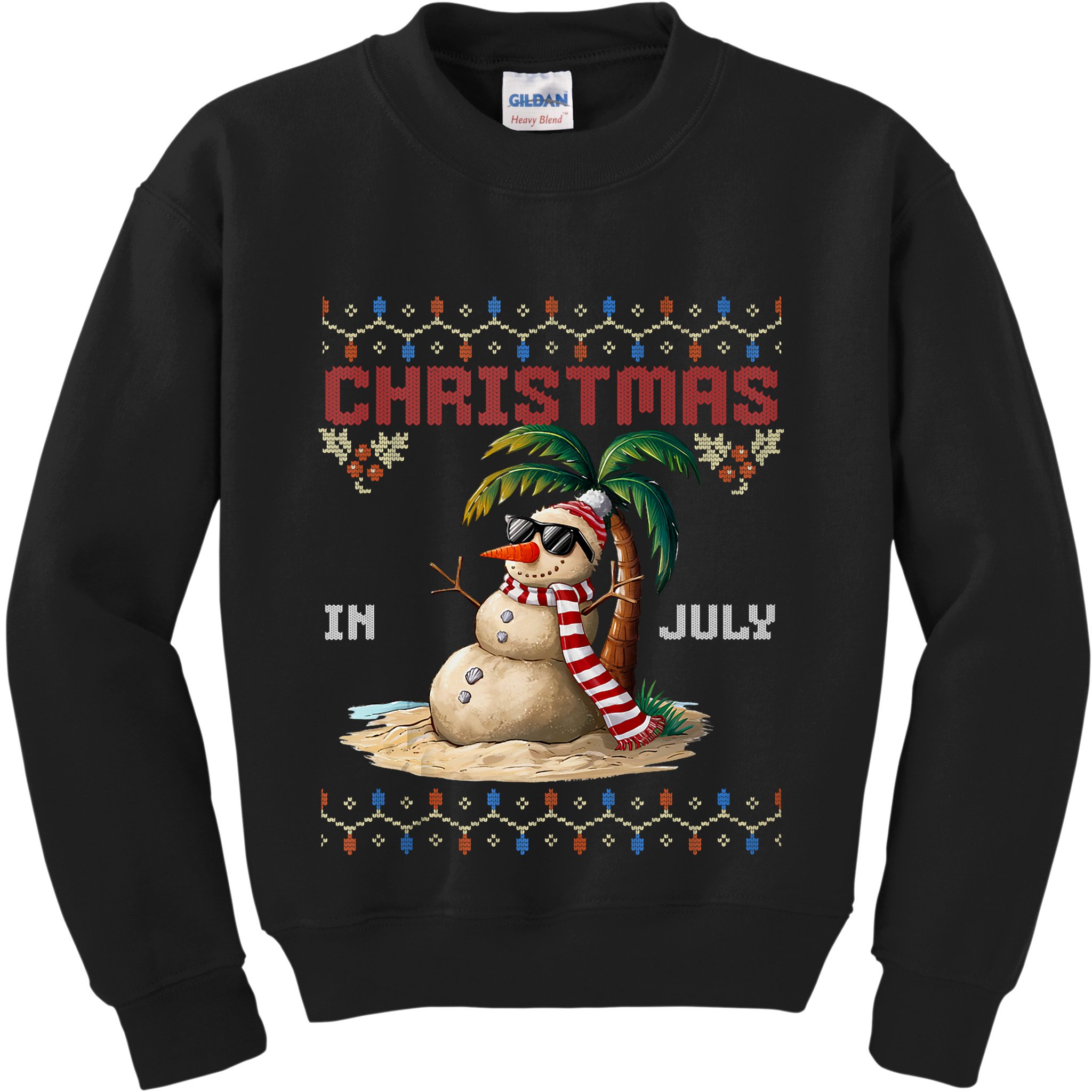 Christmas In July Santa Clause Snowman Beach Vacation Kids Sweatshirt