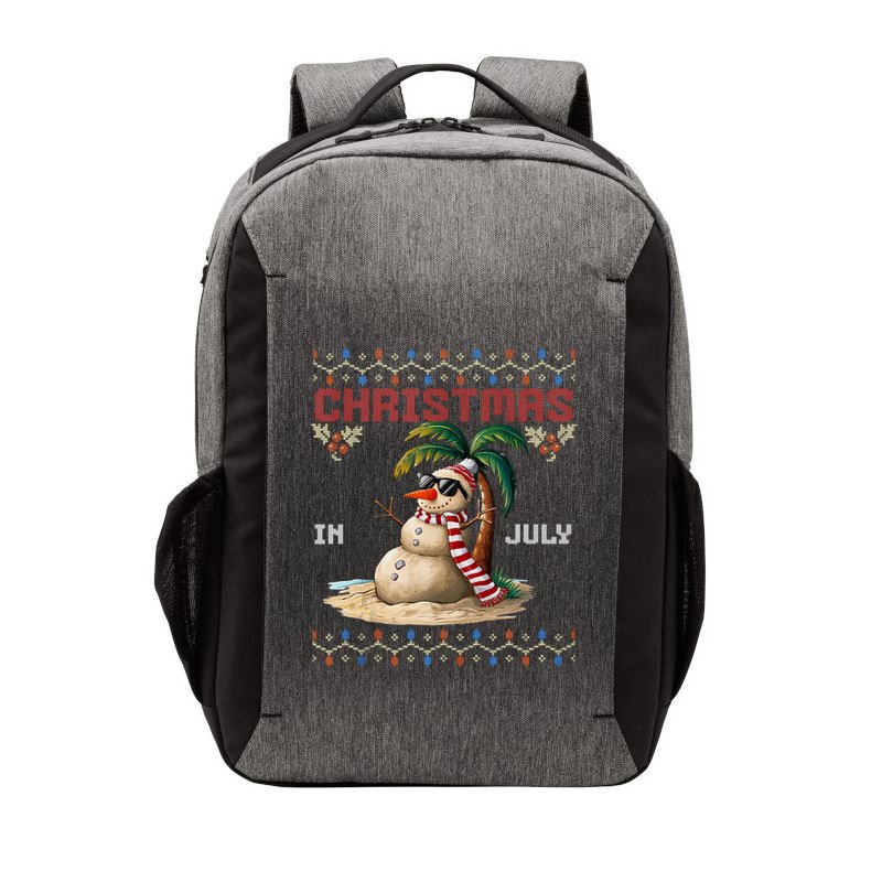 Christmas In July Santa Clause Snowman Beach Vacation Vector Backpack