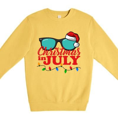 Christmas In July Santa Hat Sunglasses Summer Celebration Premium Crewneck Sweatshirt