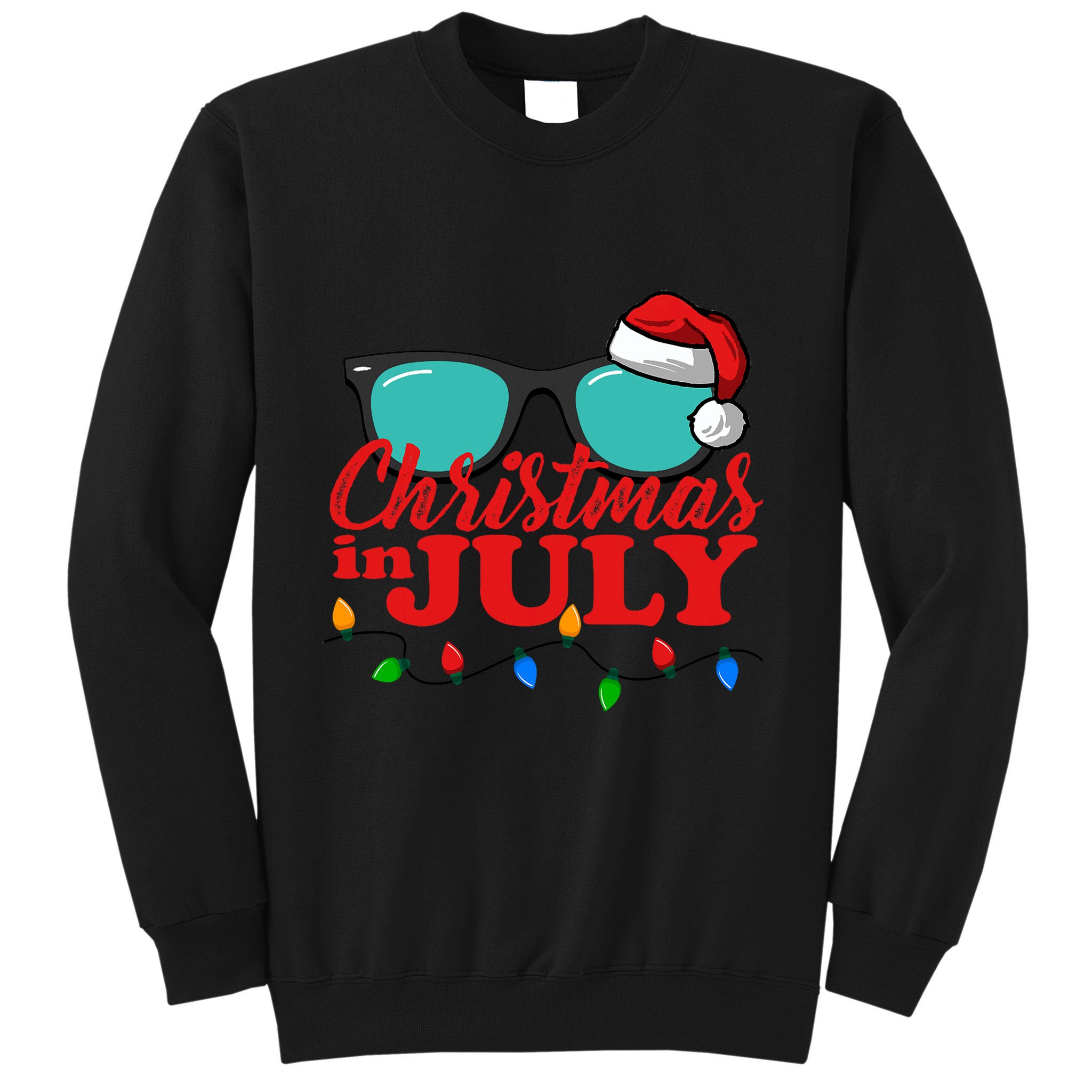 Christmas In July Santa Hat Sunglasses Summer Celebration Sweatshirt