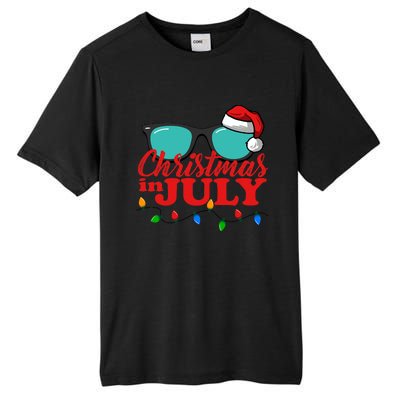 Christmas In July Santa Hat Sunglasses Summer Celebration Tall Fusion ChromaSoft Performance T-Shirt