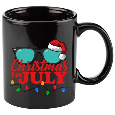 Christmas In July Santa Hat Sunglasses Summer Celebration 11oz C Handle Ceramic Mug