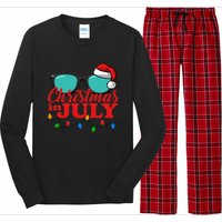 Christmas In July Santa Hat Sunglasses Summer Celebration Long Sleeve Pajama Set