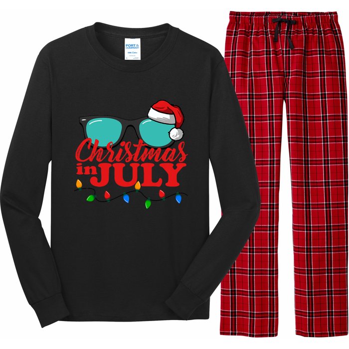 Christmas In July Santa Hat Sunglasses Summer Celebration Long Sleeve Pajama Set