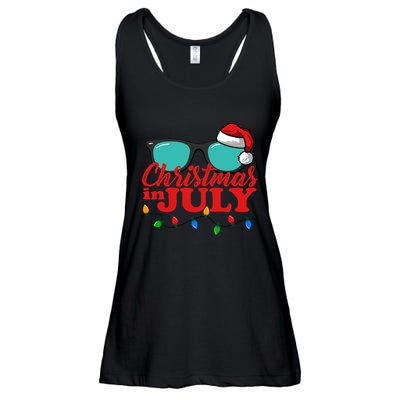Christmas In July Santa Hat Sunglasses Summer Celebration Ladies Essential Flowy Tank