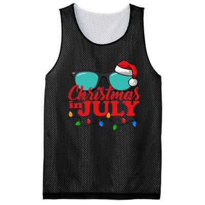 Christmas In July Santa Hat Sunglasses Summer Celebration Mesh Reversible Basketball Jersey Tank