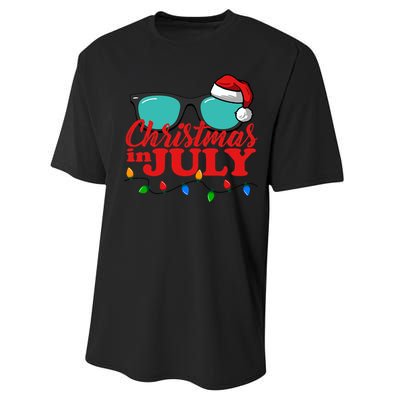 Christmas In July Santa Hat Sunglasses Summer Celebration Performance Sprint T-Shirt