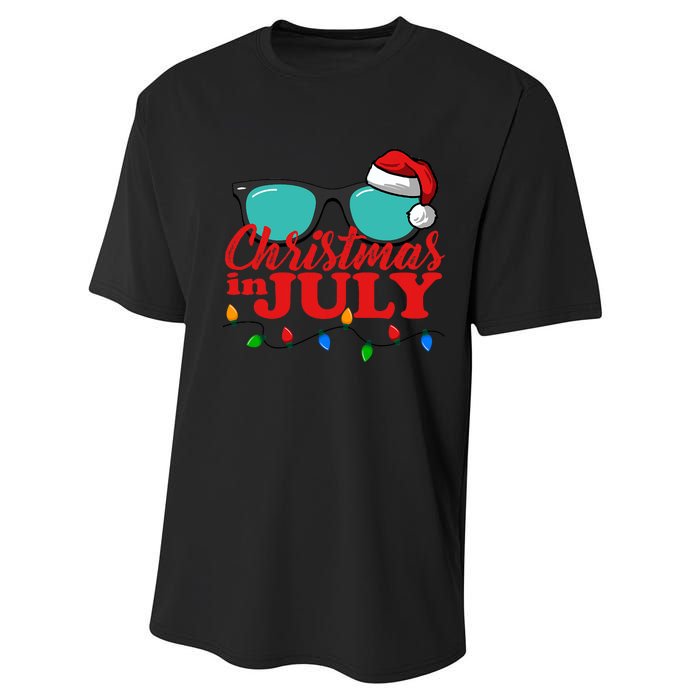 Christmas In July Santa Hat Sunglasses Summer Celebration Performance Sprint T-Shirt