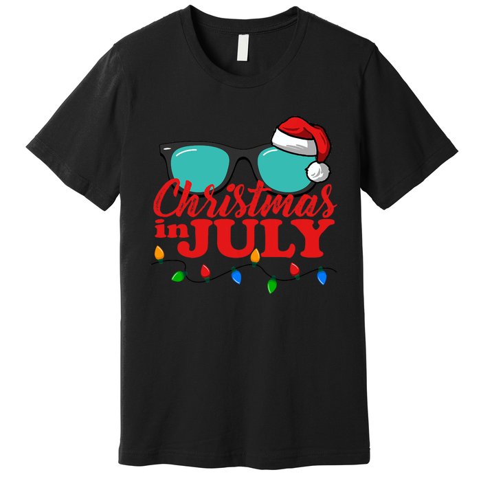 Christmas In July Santa Hat Sunglasses Summer Celebration Premium T-Shirt