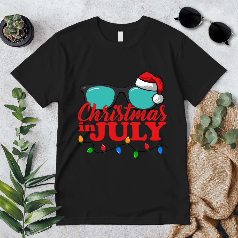 Christmas In July Santa Hat Sunglasses Summer Celebration Premium T-Shirt